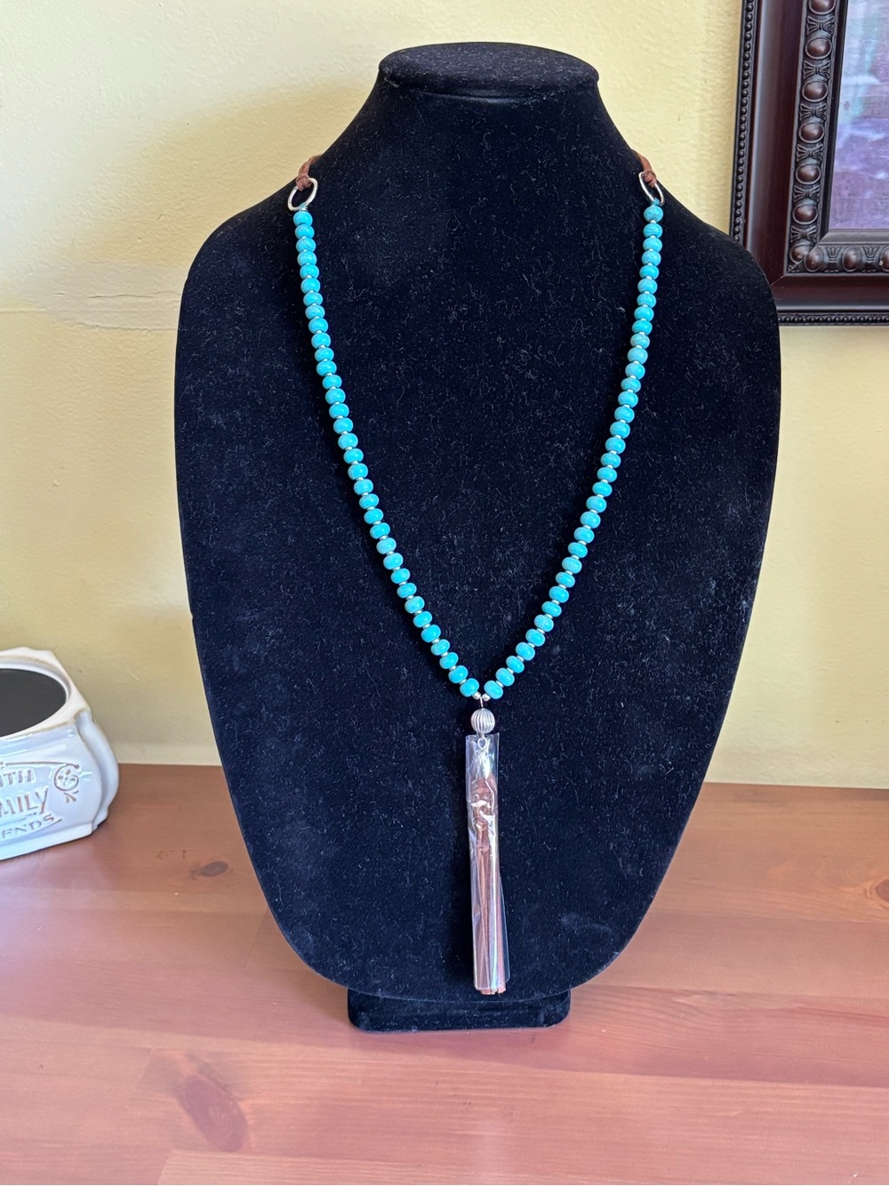 Turquoise Beaded Necklace with Tassel